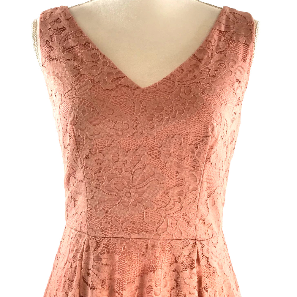 Muadress Muted Coral V Neck Sleeveless Fit and Flare Hi Low Cocktail Dress Med - Picture 4 of 13